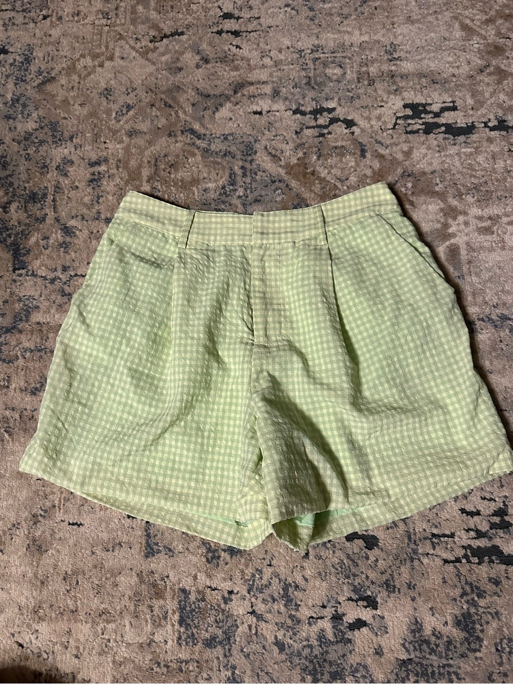 Le Lis Light Green Gingham Shorts